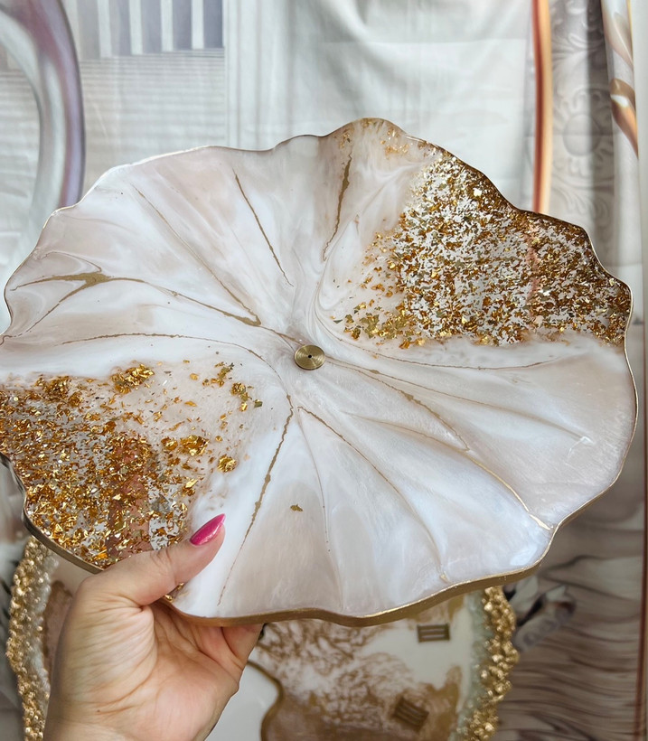 میوه خوری طرح سنگ وورق طلا عاجی