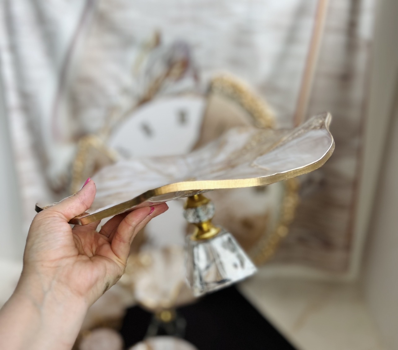 میوه خوری طرح سنگ وورق طلا عاجی