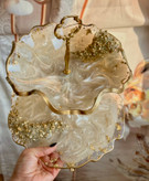 ست پذیرایی رزینی رنگ عسلی طرح موج