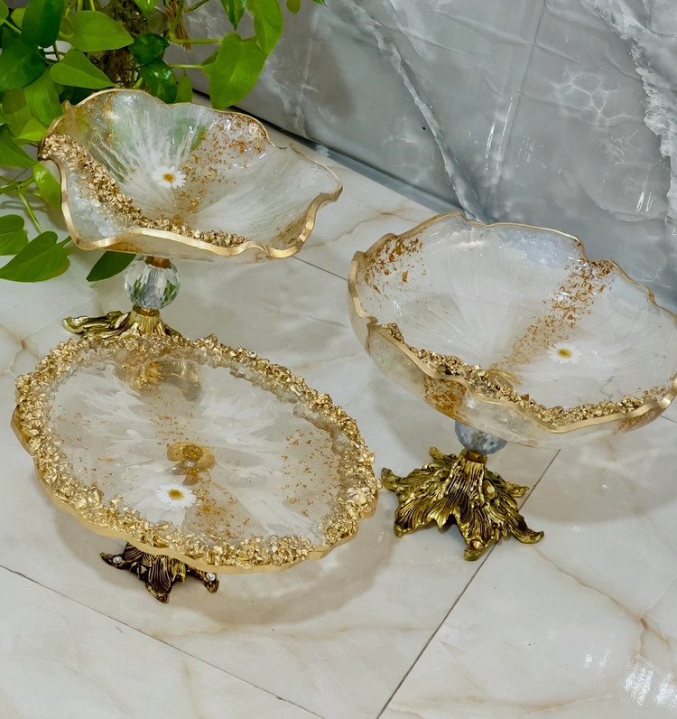 ظرف پذیرایی طرح حریر و بابونه پایه نخل